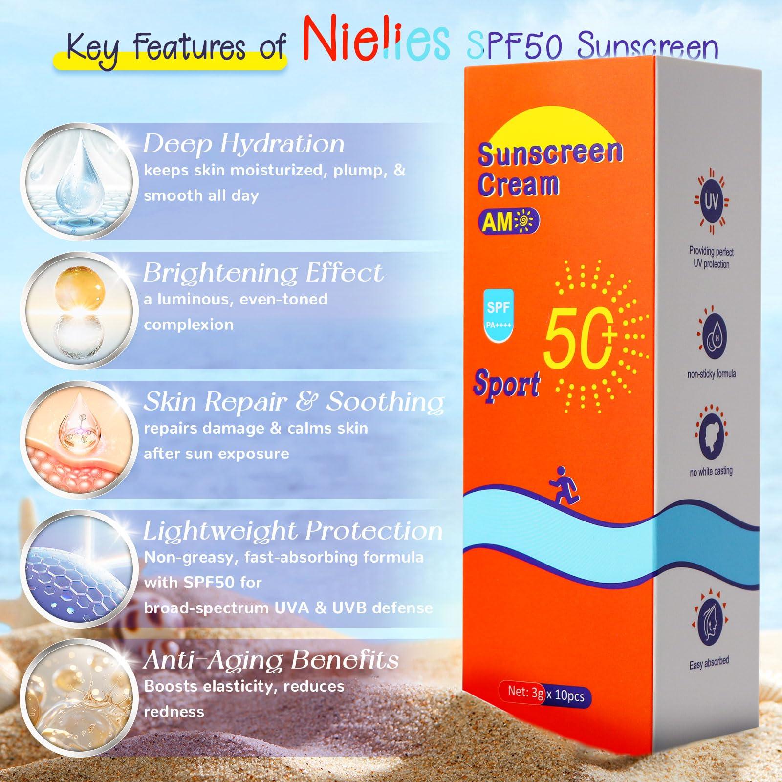 Nielies Nielies 20 Pods Sunscreen travel size, Vacation sunscreen,Reef safe sunscreen spf 50,Moisturizing Sunscreen,3ml Face & Body t travel size sunscreen bulk, 20 x 0.12 FL OZ, Best gift for Summer (20)