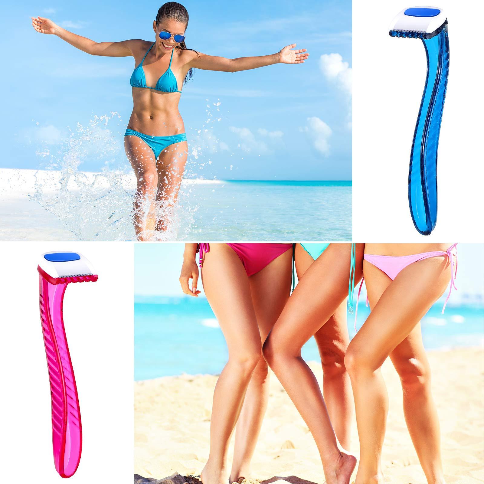 Honoson Honoson 12 Pcs Disposable Bikini Razors for Women Bikini Line Trimmer Shaver Small T Type Razor Durable Travel Accessories Pubic Hair Removal Beauty for Body Cosmetic Tool(Dark Blue, Rosy, Dark Pink)