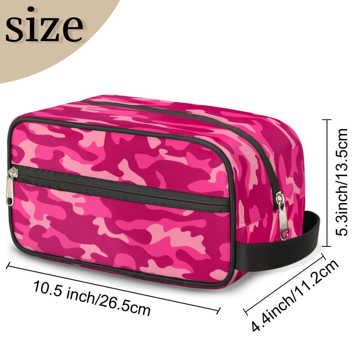 Pardick Pink Camo Camouflage Pattern Travel Toiletry Bag for Women Men Lightweight Cosmetic Makeup Bag Organizer Waterproof Shaving Bag Dopp Kit with Large Capacity for Toiletries and Shaving Accessories