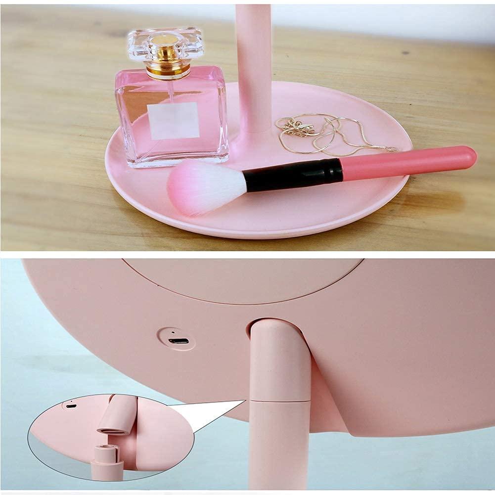 DJFHDIHRFHBVCASIJ Tabletop Shaving Mirrors with A 5X Magnify Glass, Dimmable Vanity Mirrors for Bathrooms, Hotels, Spas and Beauty Salons