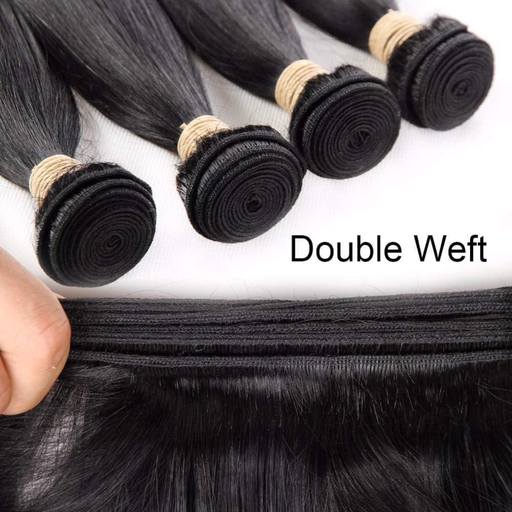 Yifute Human Hair Bundles Straight Hair 4 Bundles 22 24 26 28 Inch Brazilian Hair Extension Weave 100% Unprocessed Natural Black Bundles