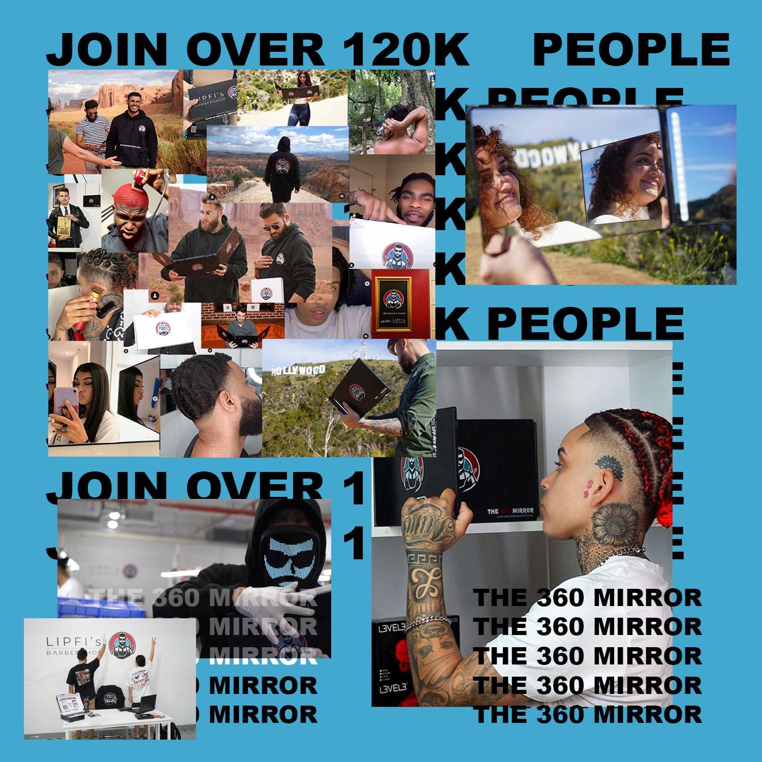 LIPFISBARBERSHOP.COM LIPFISBARBERSHOP.COM Kit 360 Mirror for Haircuts for Men with Clipper - 3 Way Mirror for Self Hair Cutting - Three Way Mirror to Cut Your Own Hair - Barber Mirror Self Haircut Mirror