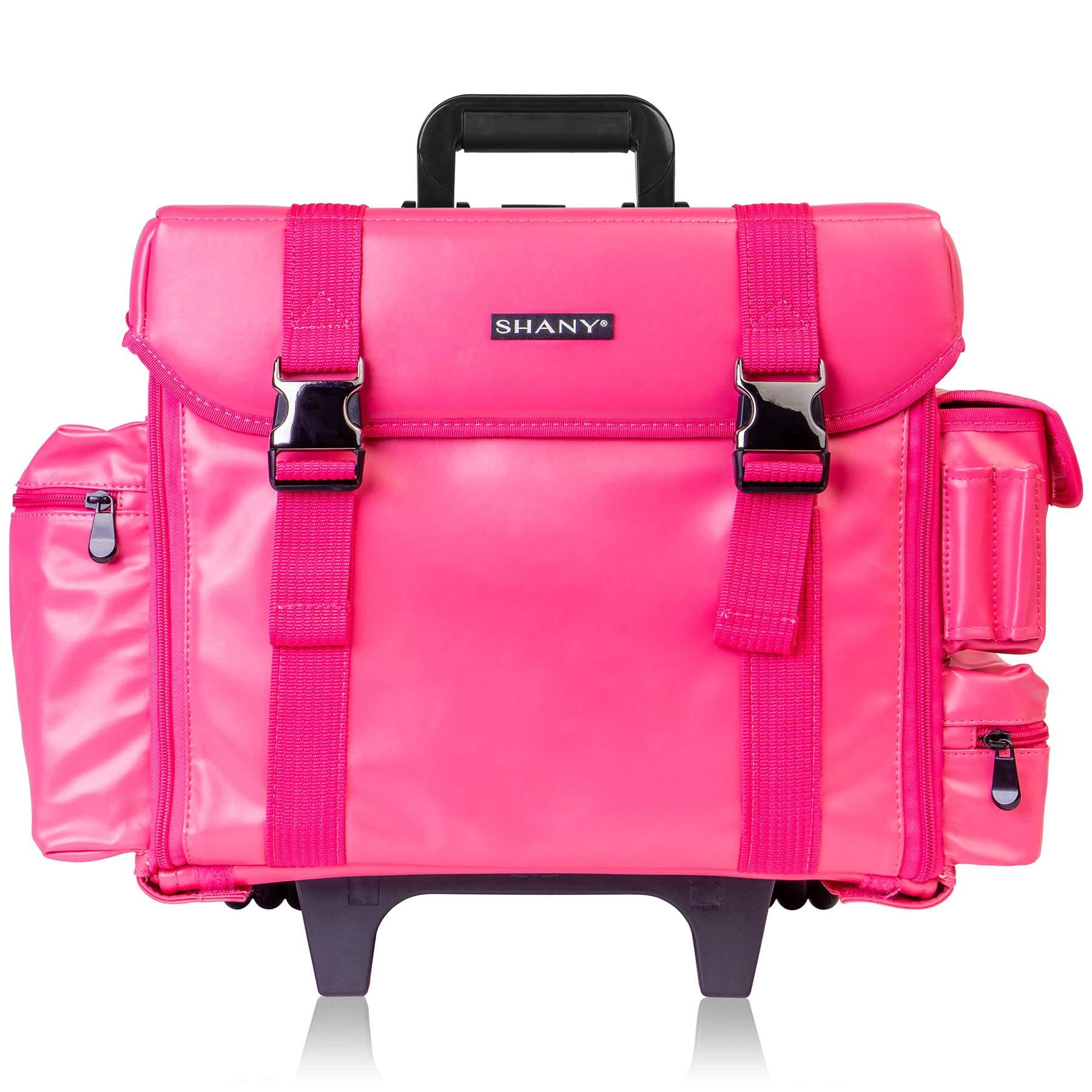 SHANY SHANY Makeup Artist Soft Rolling Trolley Cosmetic Case with Free Set of Mesh Bag Makeup Organizer - Travel Rolling Makeup Bag - Sweetheart