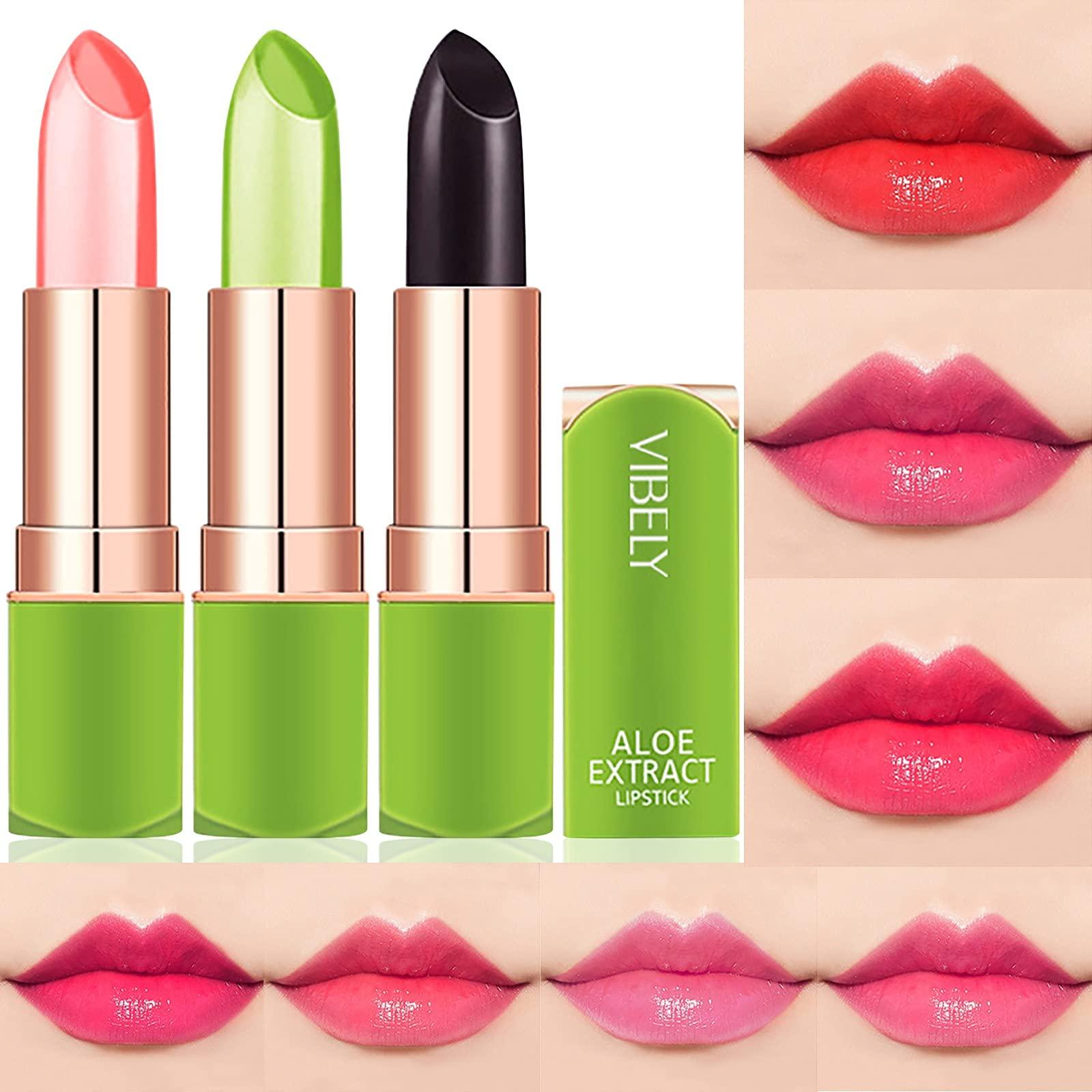 Xiahium Aloe Jelly Lipstick Color Changing Lipstick Moisturizing Nourishing Hydrating Waterproof Magic Tinted Lip Gloss