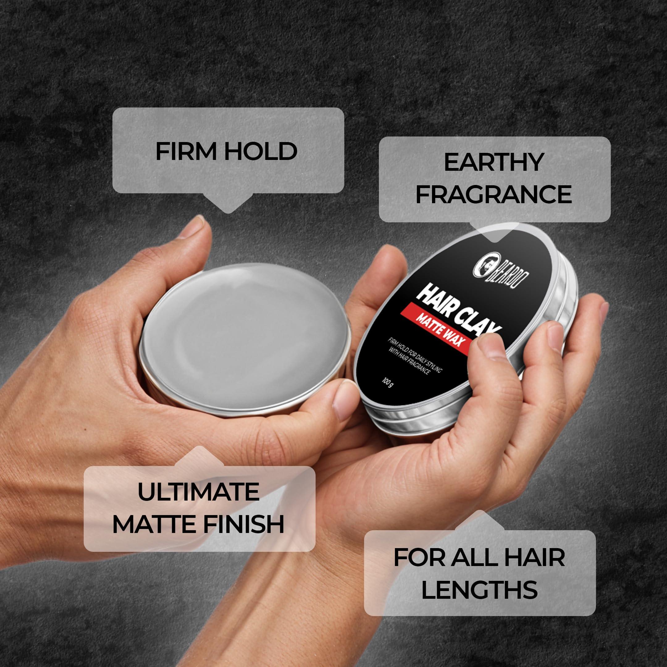BEARDO BEARDO Hair CLAY Wax for Men, 100 gm | Matte Finish with volume| Strong Hold Re-stylable Hair styles | With Kaolin Clay | Used by salon professionals 3.4Fl Oz