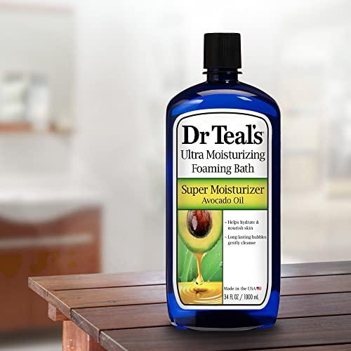 Dr Teal's Dr Teal's Foaming Bath with Pure Epsom Salt, Super Moisturizer Avocado Oil, 34 fl oz (Pack of 4) (Packaging May Vary)