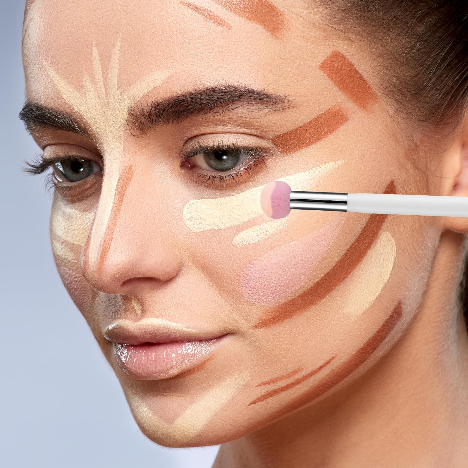 WY LIGHTING LEVEL 6Pcs Foundation Sponge Powder Brush Mushroom Makeup Sponge Brush with Handle Concealer Brush Eyeshadow Makeup Applicator Makeup Puff Sponge for Women Girls Nose Face Cream Setting