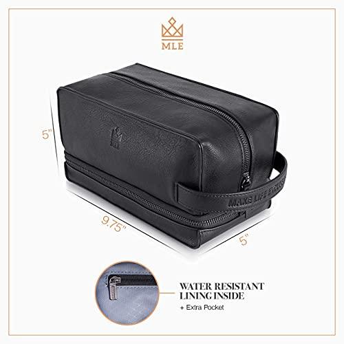 MAKE LIFE EXCLUSIVE Leather Toiletry Bag for Men, Gift For Men, Mens Travel Bag Toiletry, Leather Shaving Bag, Leather Dopp Kit for Men, Mens Leather Toiletry Bag, Mens Travel Toiletry Bag, Hygiene & Grooming Kit