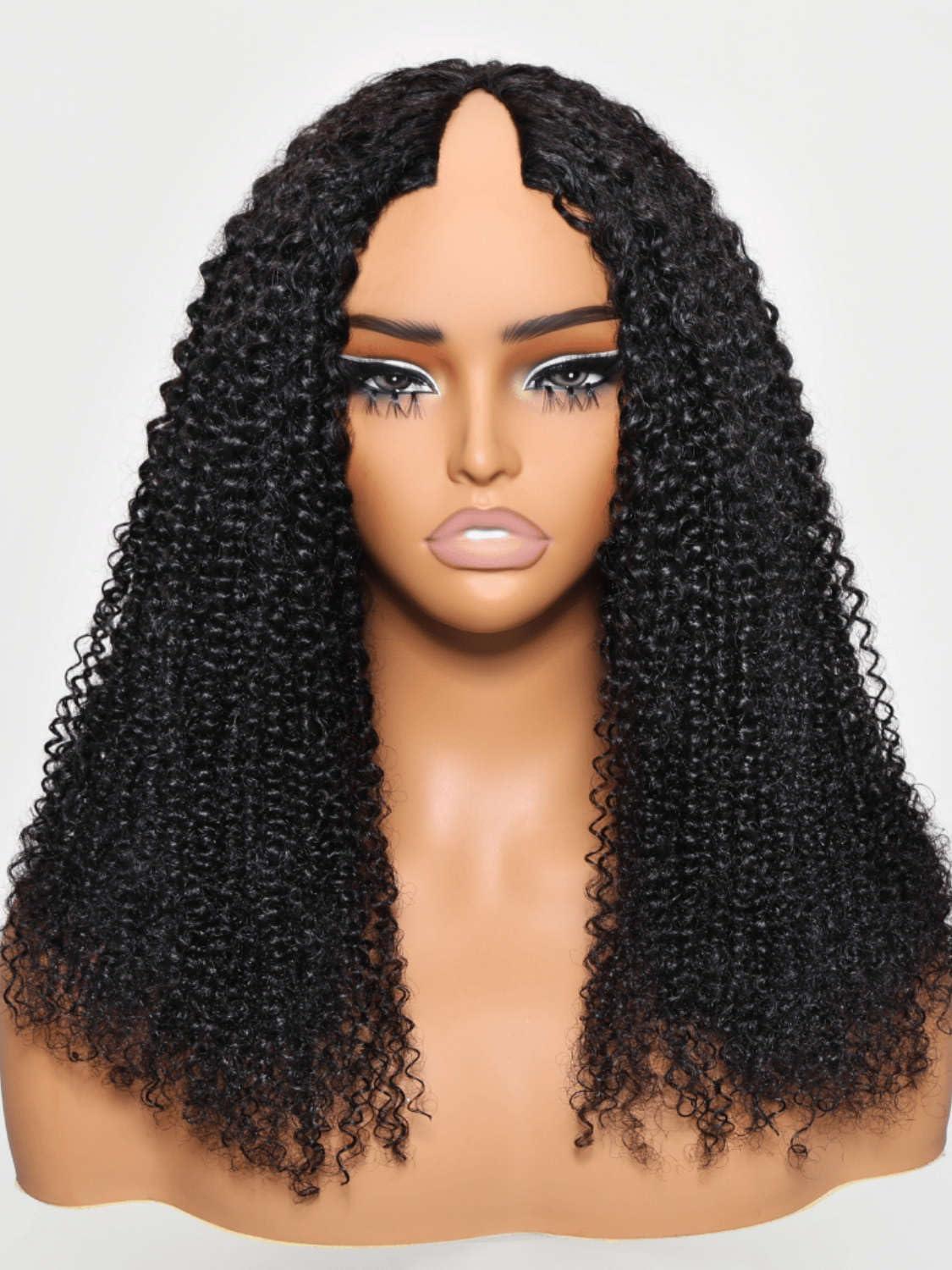 Beauty Forever Beauty Forever V Part Curly Wig Human Hair EasiContour Vpart Wigs No Leave Out Glueless Upgraded U Part Wigs for Women Clip In Half Wig None Lace Front Wigs Natural Color 150% Density 22inch
