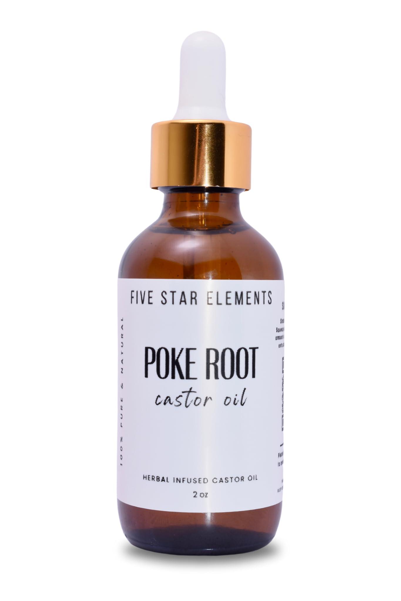 Five Star Elements Five Star Elements Poke Root Castor Oil 2oz, Clear