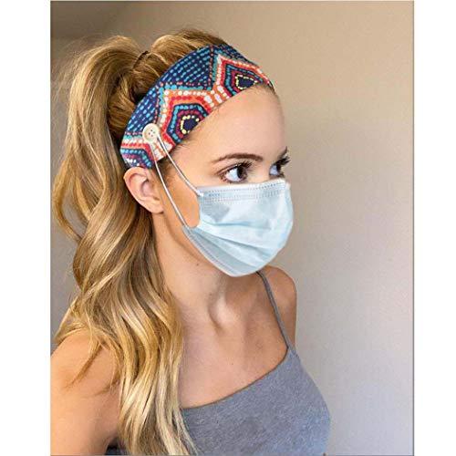 Bohend Bohend Boho Button Headbands Wide Women 4 Pack Flower Hair Bands for Nurse Cotton Stretchy Daily Use Yoga Hair Accessories for Women and Girls