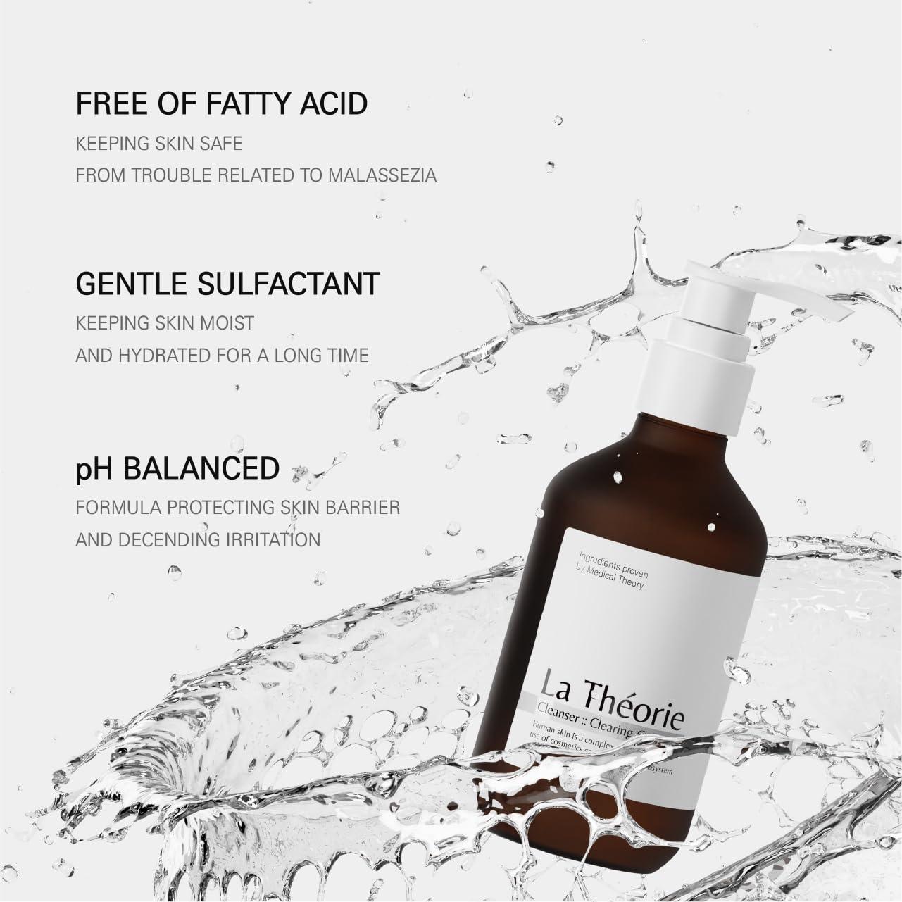 La Theorie La Theorie Cleanser Clearing Gel for troubled skin with fungal and small bumps (Fatty acid Free, 7.10 Fl Oz)