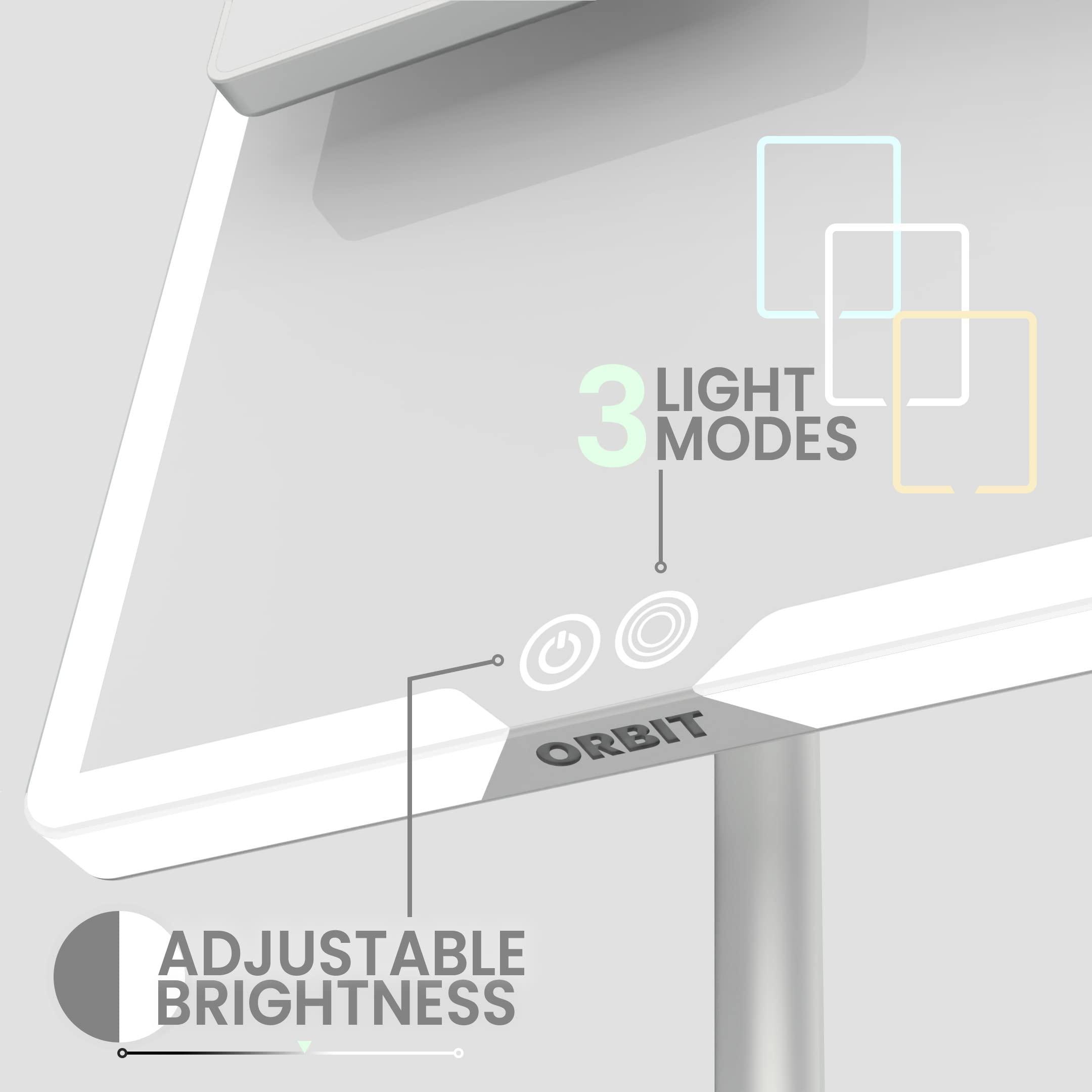 LUNA London LUNA London Orbit Mirror | Vanity Mirror with Lights, Makeup Mirror, LED Lighted Desk Mirror with Light for Tabletop 7X 1X Magnification Dimmable and Rechargeable | Chalk Grey