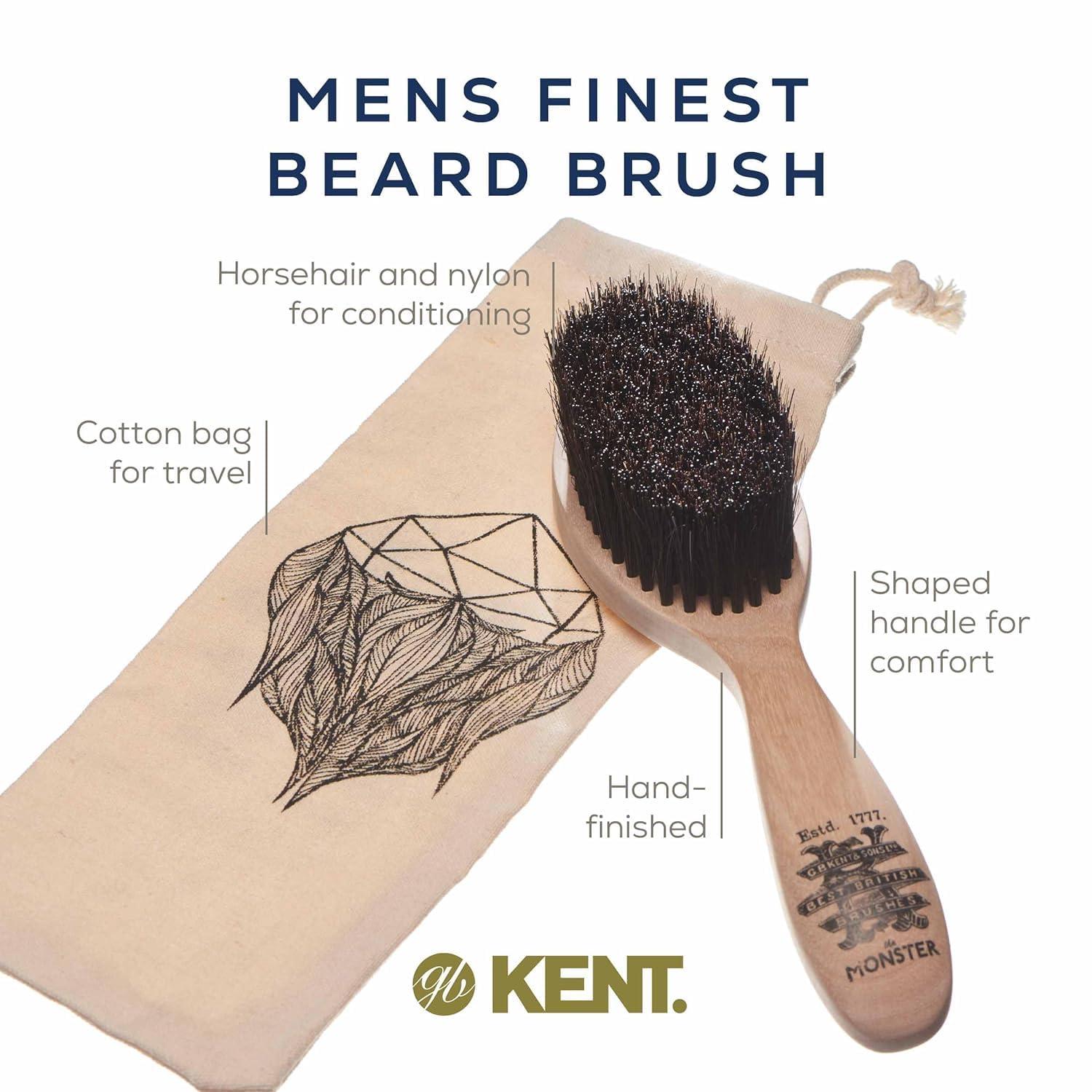 KENT Beard & Mustache Grooming Kit - Kent BRD5 Boar Bristle Brush + Kent 81T & A FOT Sawcut Fine Tooth Combs for Men\'s Care