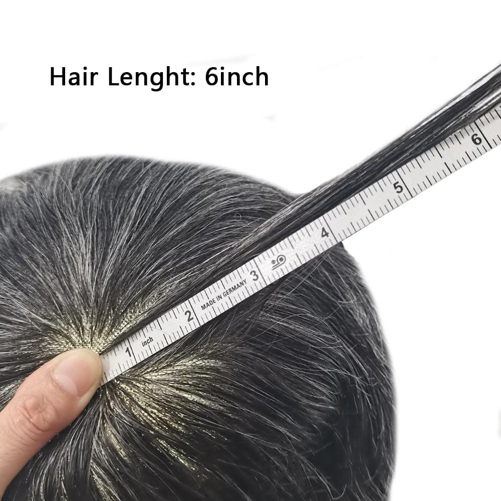 Generic Toupee For Men Hair System Real Human Hair Piece For Men Durable Fine Mono Mens Toupee Hair System For Men Natural Hairline8x10 Medium light density #380 3# DARK BROWN+80% GREY