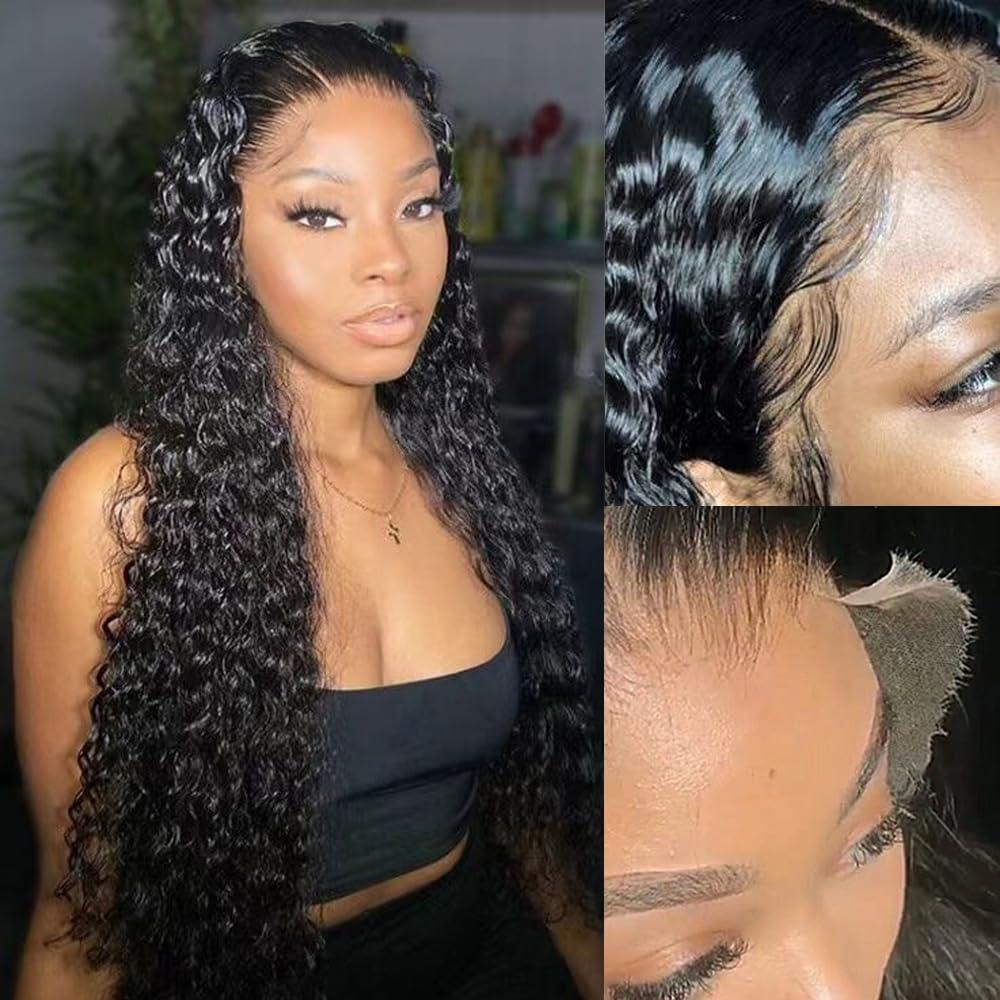 Elva Hair Elva Hair 13x4 SKINLIKE Real HD Lace Closure Wigs 180% Density Lace Front Wig 0.10mm Ultra-thin Swiss Lace Frontal Pre-plucked Bleached Knots With Baby Hair Curly Human Hair Wigs