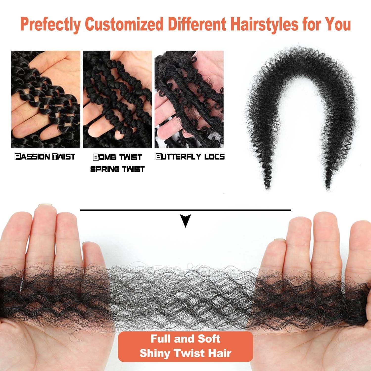 ELAOGI Springy Afro Twist Hair 30 Inch Afro Twist Hair 6Packs Pre Fluffed Marley Twist Braiding Hair Spring Twist Hair for Women (T/BUG#, 30 Inch)