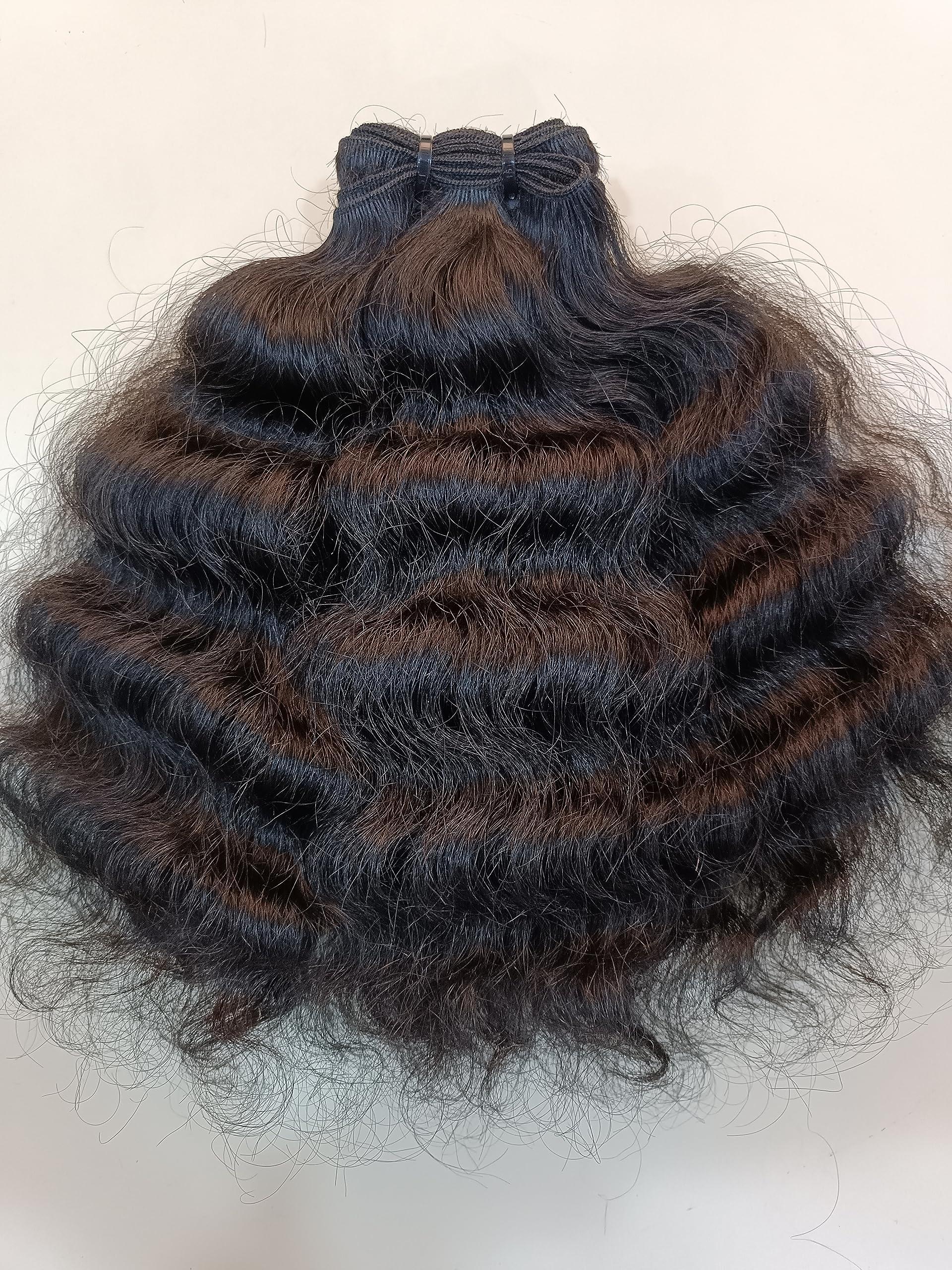 Generic Raw Indian Curly Human Hair Extensions - Natural Black Curly Remy human hair extensions (16 Inch)