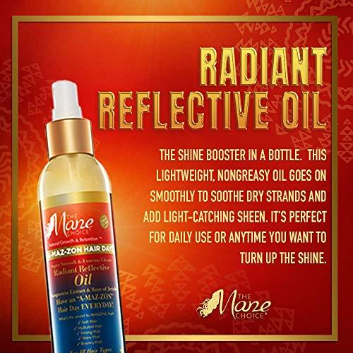 The Mane Choice The Mane Choice A-MAZ-ZON HAIR DAY - RADIANT REFLECTIVE OIL - Lightweight Shine Booster that Helps Retain Moisture, Flyaway-free - Infused with Biotin, Rose of Jerico, Amla Oil, Vitamins C,D,E (8 OZ)