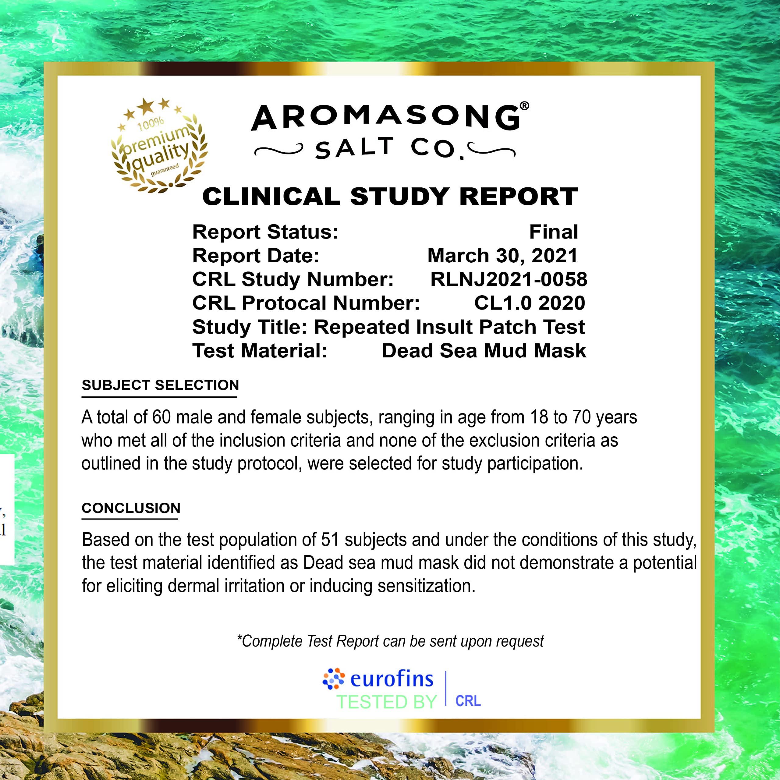 Aromasong Dead Sea Bath Salt 19 LB Fine Grain in Bulk Resealable Bag with 100% Pure Dead Sea Mud Mask - 5 Minute Mask for Face and Body Skincare