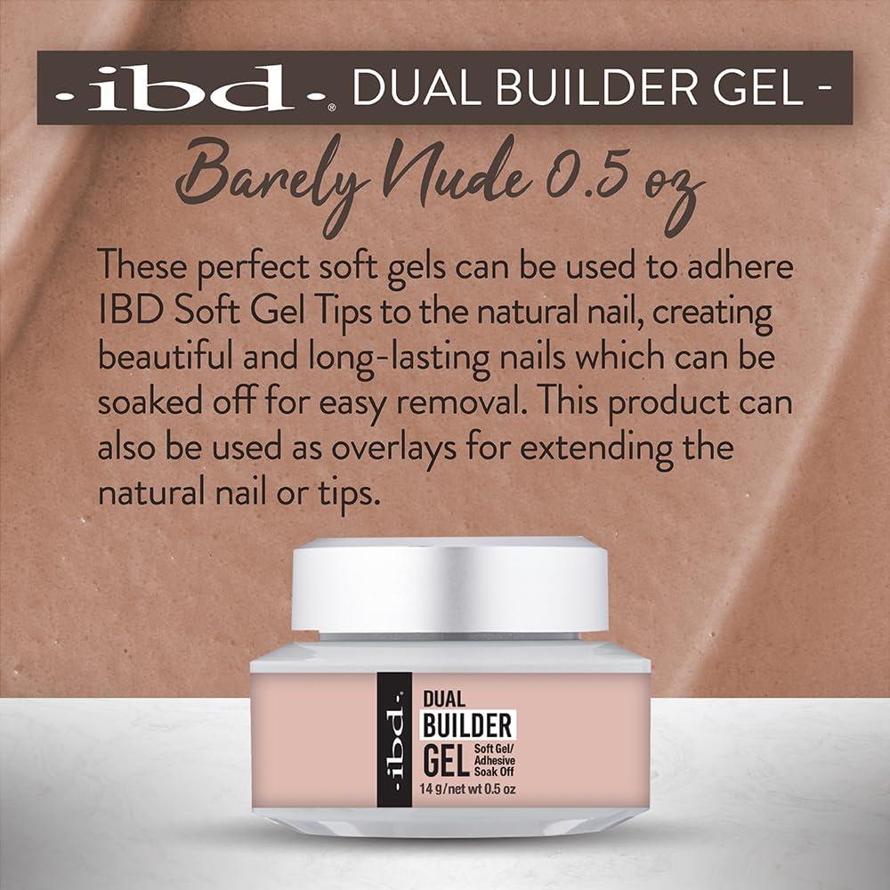 IBD ibd Dual Builder Gel in Barely Nude, Soft Gel/Adhesive, Easy Soak Off, 0.5 oz