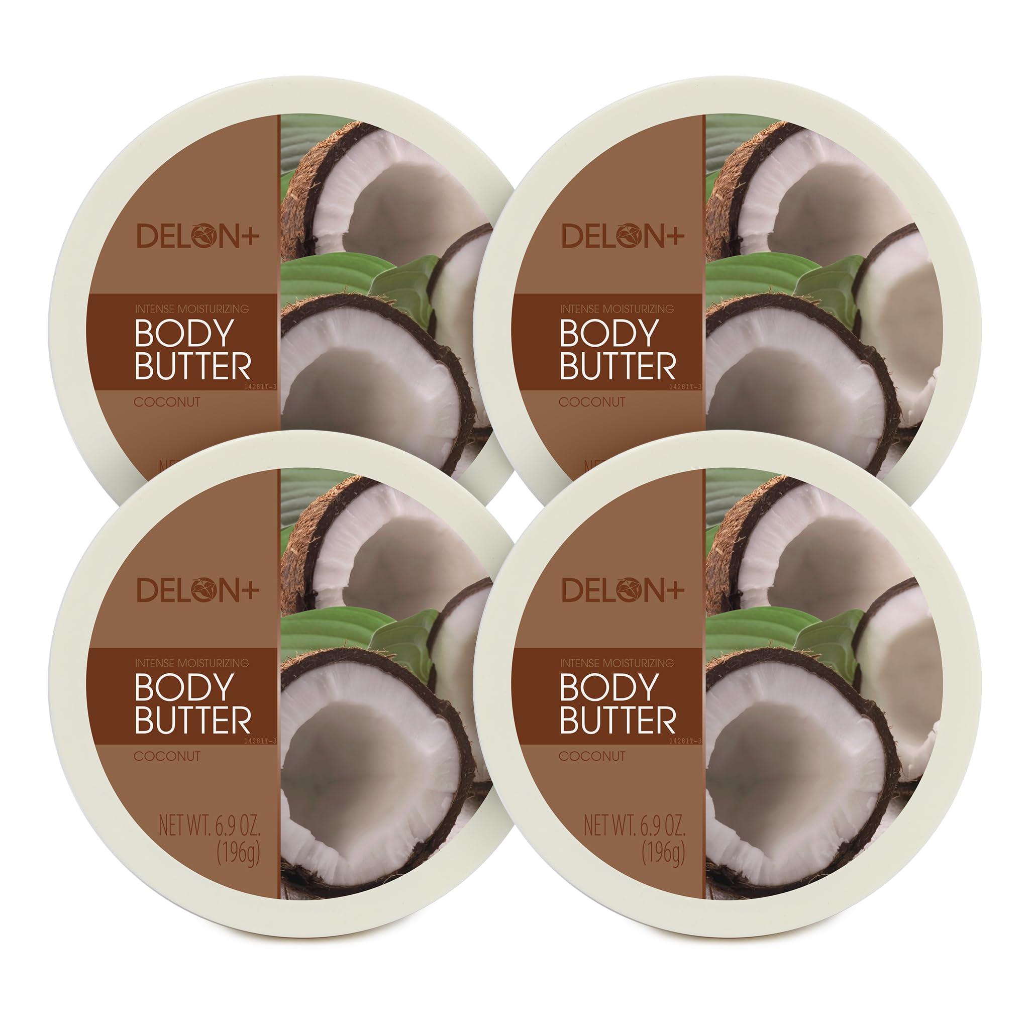DELON DELON Intense Moisturizing Body Butter, Coconut, 4 Count
