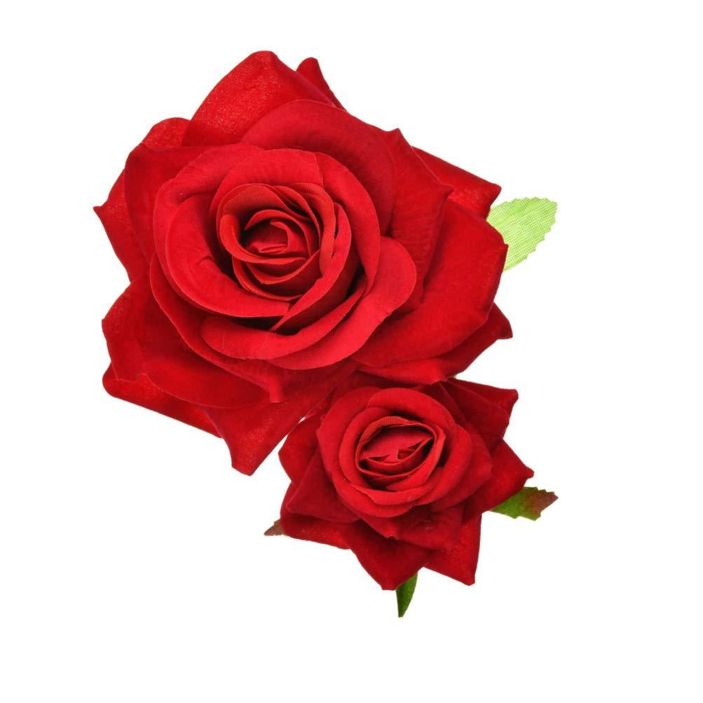 SOLUSTRE SOLUSTRE Hairpin Rose Hair Clip Elegant Bobby Pin Women Rose Hair Accessories for Ladies Girls Valentines Day Decoration, Red