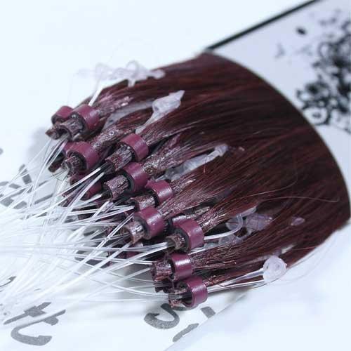 Hair De Ville 200 Strands 22\" Long Easy Micro Loop Ring Beads I Tip Human Hair Extensions Color # Dark Red (99J) 0.8g Each