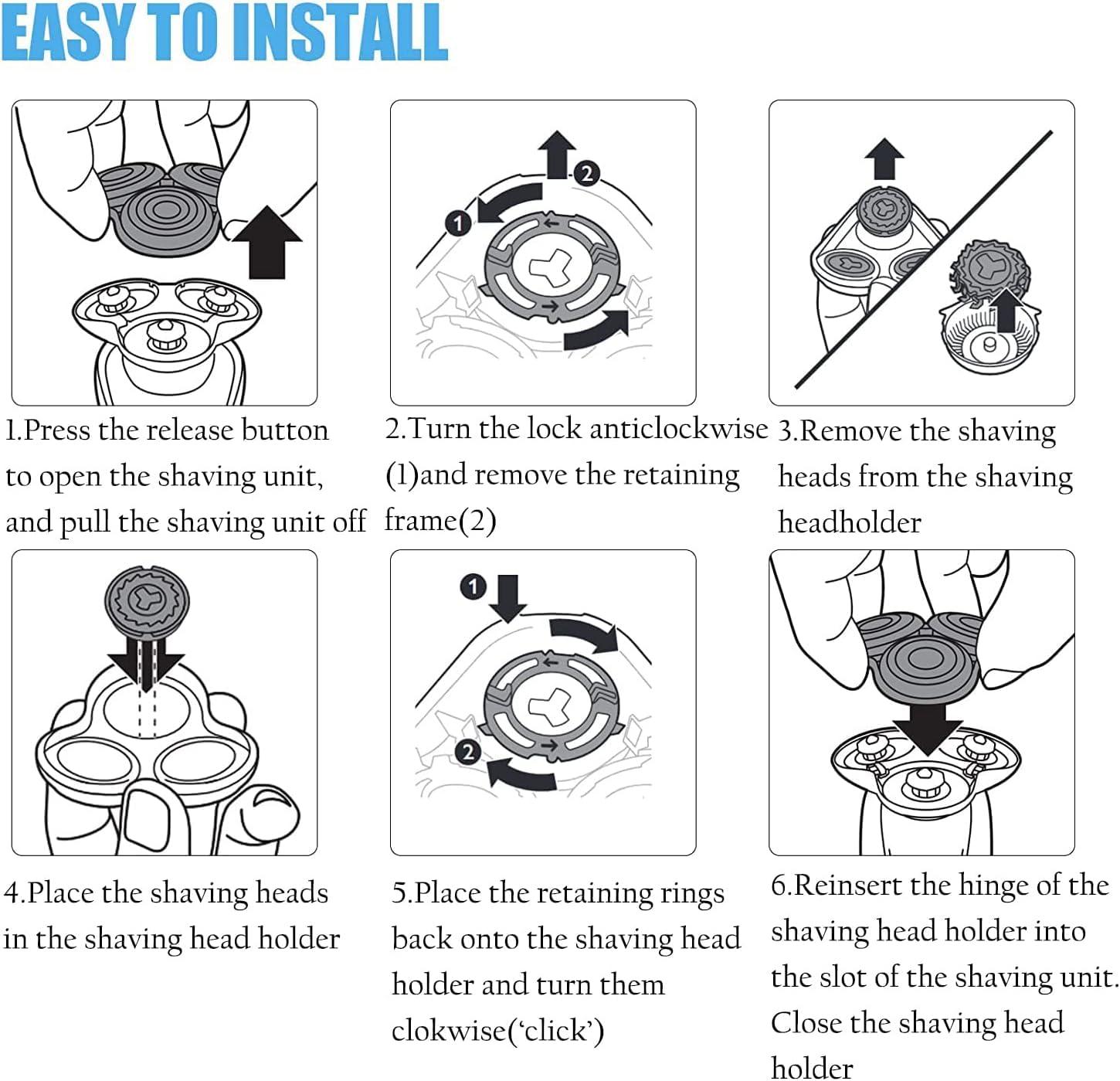 JIANCENGYU SH60 Replacement Heads Compatible with Philips Norelco Series 6000 Replacement Blades, for norelco 6000 Replacement Heads for Philips norelco 6000 Series Replacement Blades,Upgraded Blades