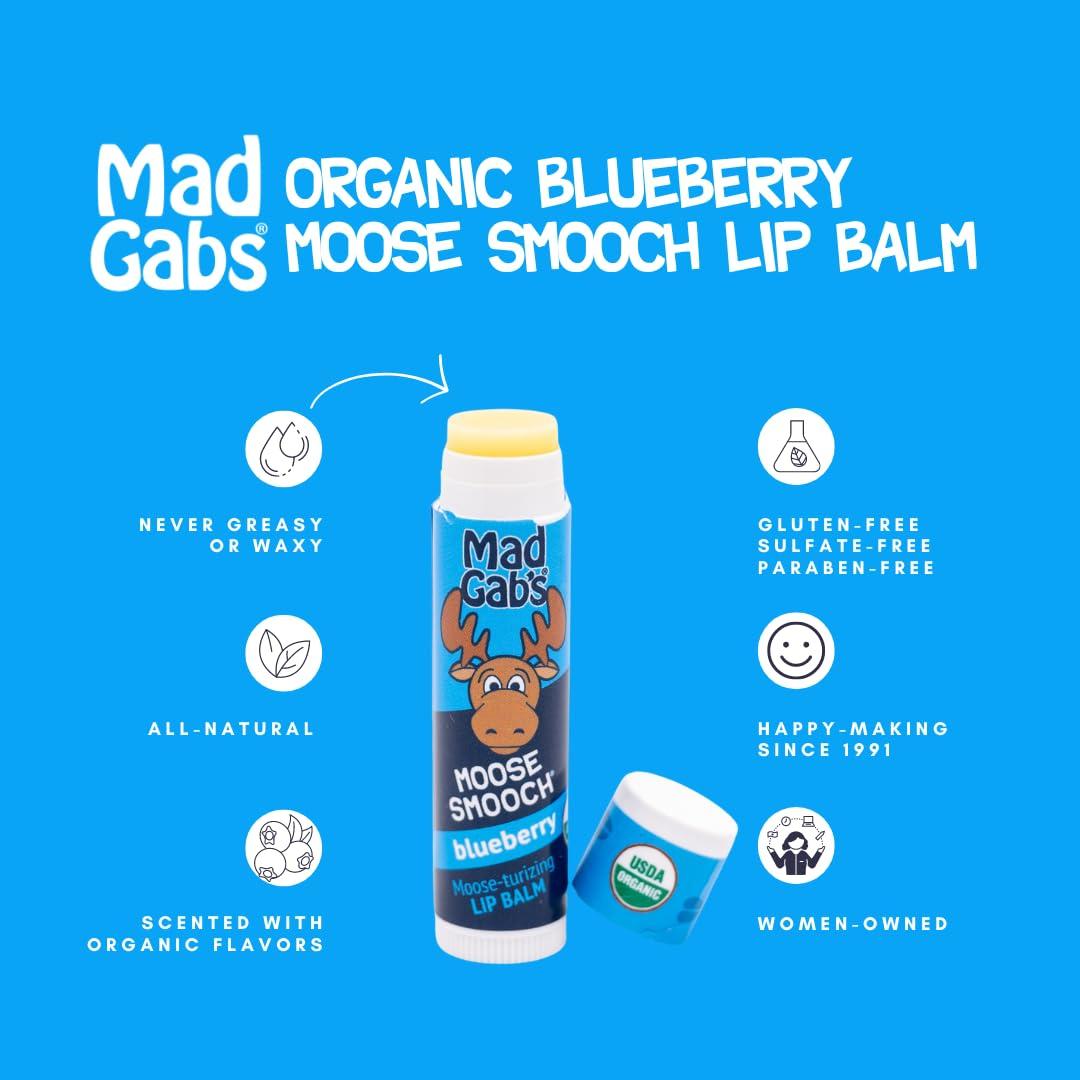 Mad Gab\'s Mad Gab\'s Moose Smooch Blueberry Lip Balm 3pk | Moisturizing and Certified Organic | Made with Organic Olive Oil and Beeswax