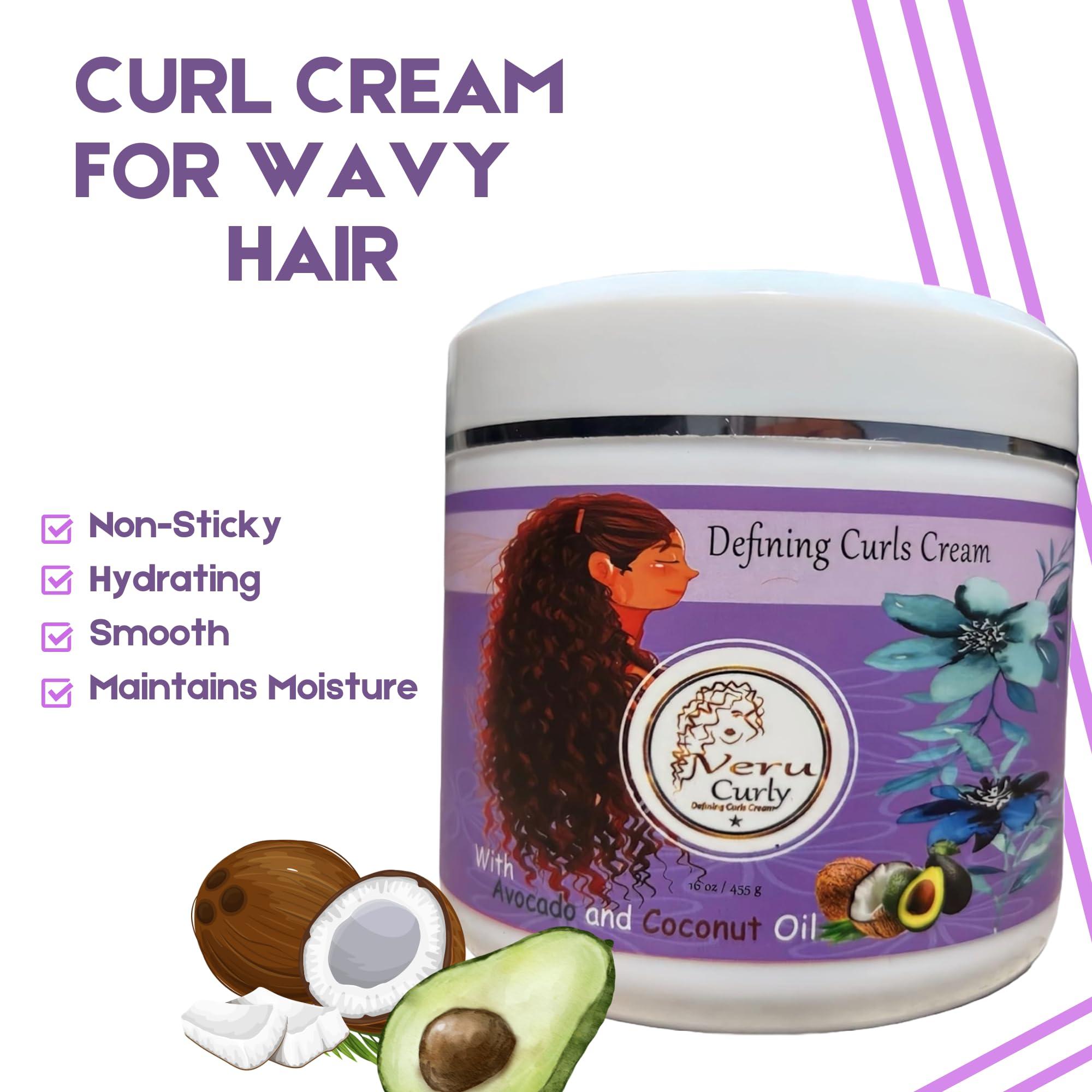 VeruCurly Curl Cream for Wavy Hair - (32 Oz) Pack of 2 - Curl Defining Cream For Non-Sticky, Hydrating & Smooth Curls With Breakage Protection - Maintains Moisture for Men and Women