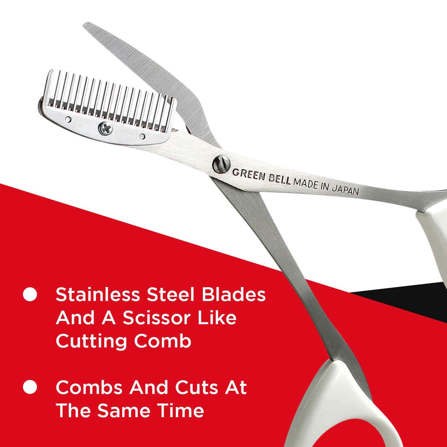 Seki EDGE Seki Edge Eyebrow Scissors Comb (SS-605) - Stainless Steel Eyebrow Trimmer Scissor Comb for Trimming Eye Brows, Beards, & Mustaches - for Men & Women - Made in Japan