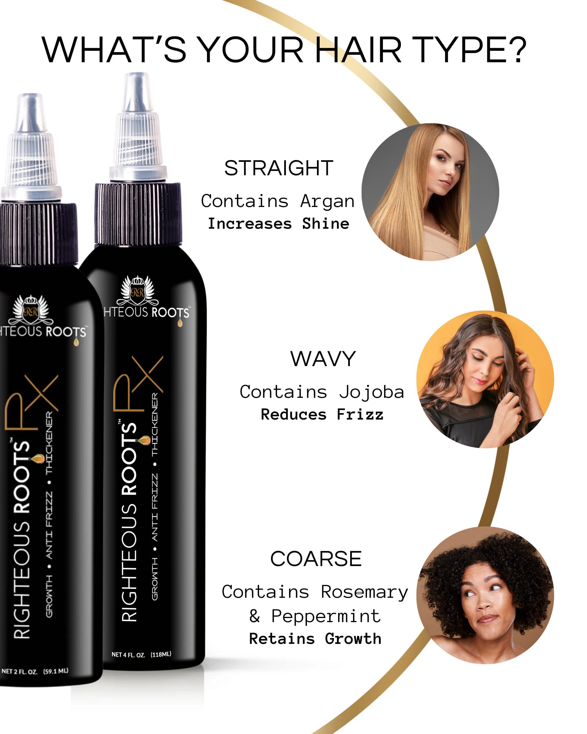 Righteous Roots Righteous Roots Hair Oil for Hair Growth, Anti Frizz and Thickener (4 fl OZ, Pack of 2) - Best for Beard, Curly, Wavy and Natural Hair