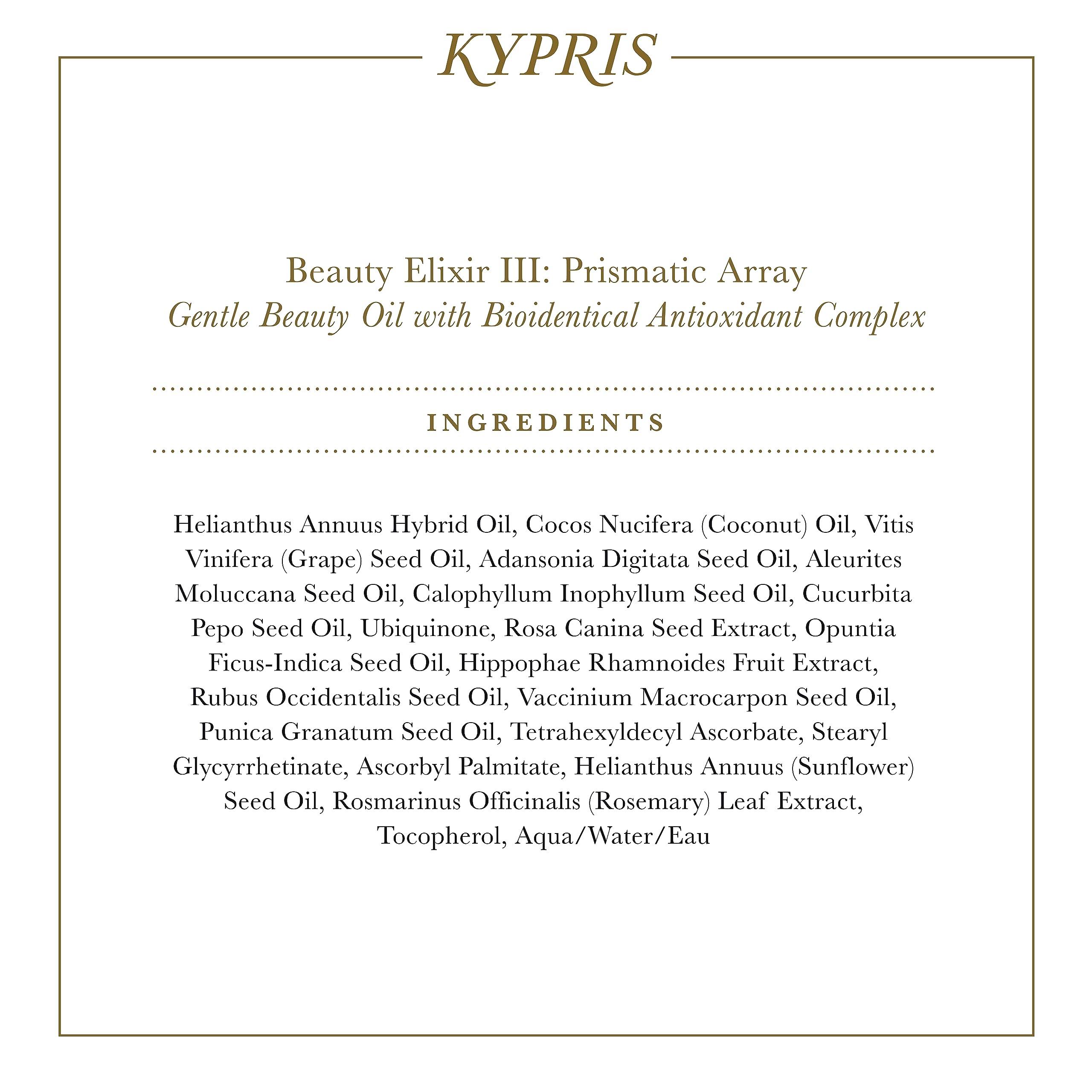 KYPRIS KYPRIS, Beauty Elixir III: Prismatic Array Gentle Moisturizing Face Oil, Bioidentical Antioxidant Complex w/ CoQ10 & Vitamin C Ester THD Unscented (0.47 fl oz / 14 ml)