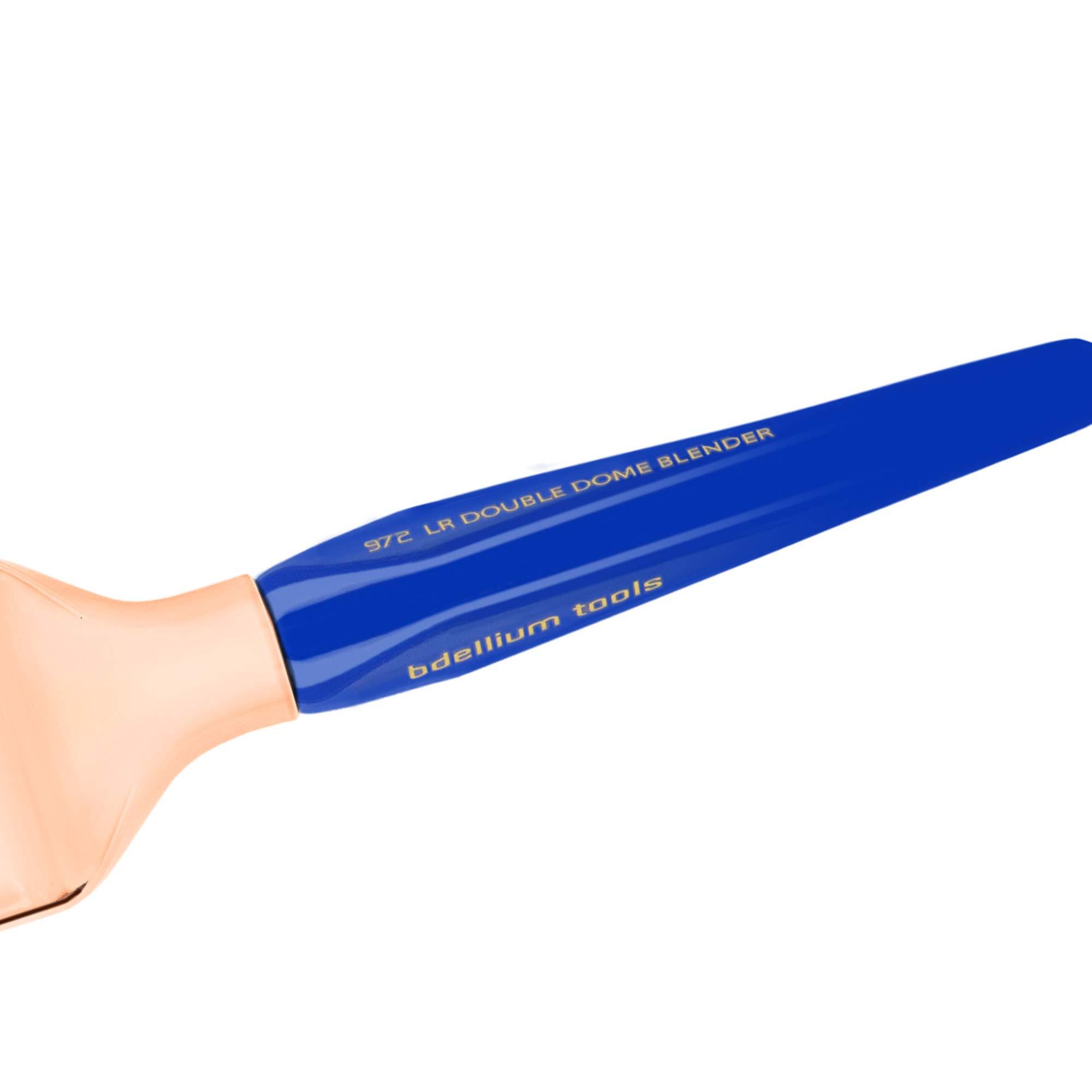 BDELLIUM TOOLS Bdellium Tools Professional Makeup Brush - Golden Triangle 971 Large Slanted Double Dome Blender - With All Vegan and Soft Synthetic Fibers, For Foundation Application & Blending (Blue, 1pc)