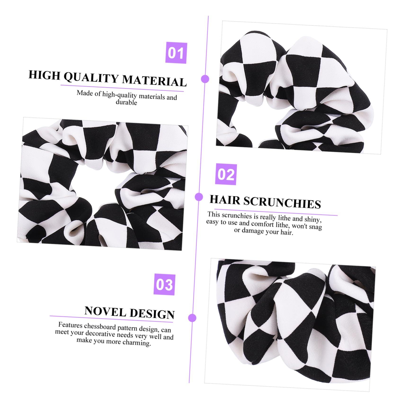 Beaupretty Beaupretty 4 Pcs Black and White Checkered Hair Rope The Devil Chessboard Thick Scrunchies for Women Hair Bows for Hairbands Scrunchie with Zip Checkerboard Black Hair Scrunchie Chiffon