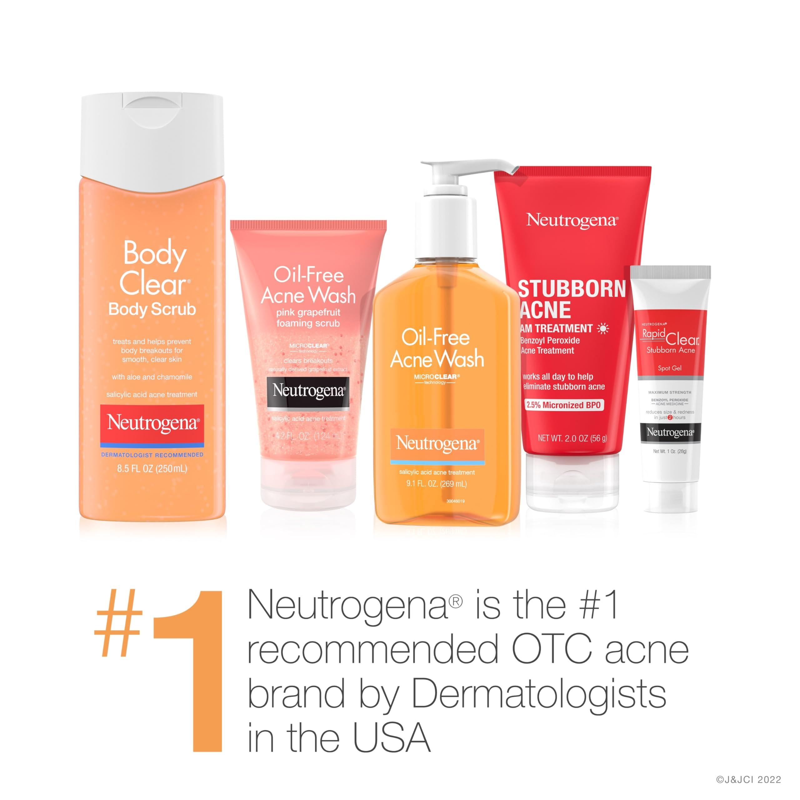 Neutrogena Neutrogena Body Clear Oil Free Acne Body Scrub with Salicylic Acid Acne Treatment Medicine, Exfoliating Salicylic Acid Body Wash to Treat Acne on Back, Chest, and Shoulders, 8.5 fl. oz