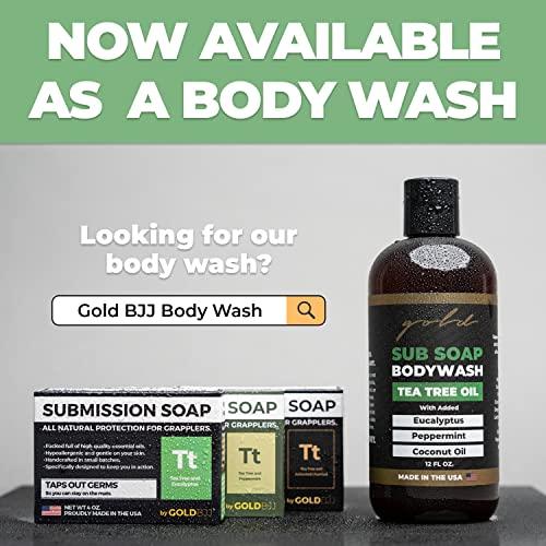 Gold BJJ Premium Tea Tree Oil Soap - USA Made Bar Soap for BJJ, Jiu Jitsu, Wrestling, and Grappling (5-Pack of 4 Ounce Soap Bars, Classic Tea Tree)