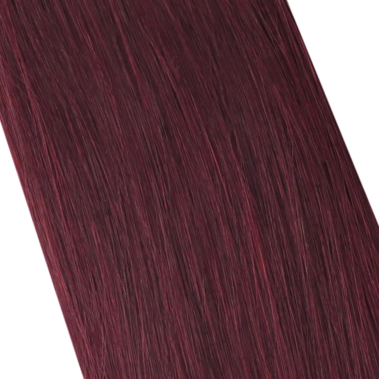Moresoo Moresoo 40 Pcs Wine Red Tape in Hair Extensions Human Hair Invisible Tape in Extensions Burgundy Hair Extensions Real Human Hair Tape in Seamless Tape in Human Hair 18 Inch #99J 100g