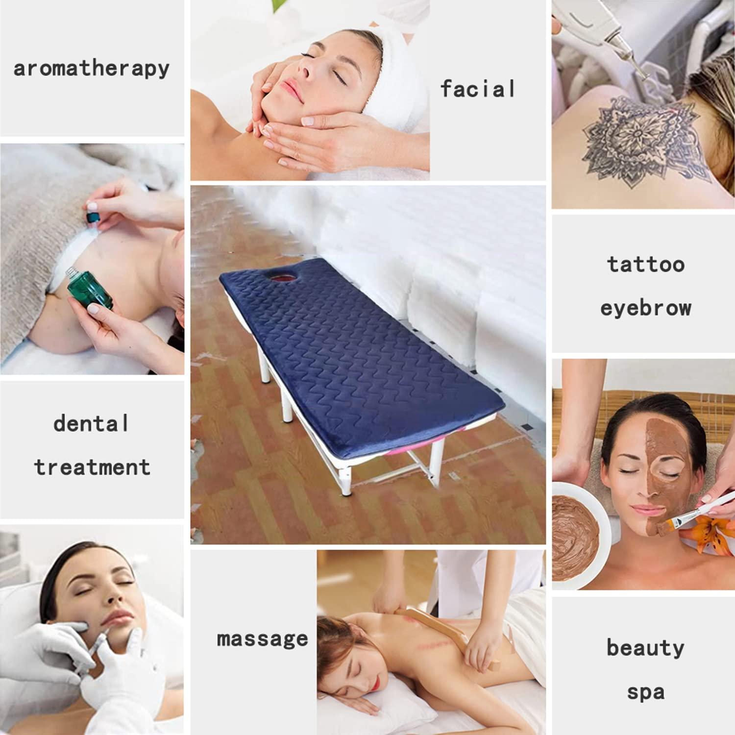 NinthAvenue Basics Massage Table Memory Foam Topper 4.5cm Thicken Warm Massage Table Mattress Pad Beauty Bed Cover Sheet with Round Head for Salon Spa Tattoo Lash Bed Cushion Without Bed,Gray,70x190cm