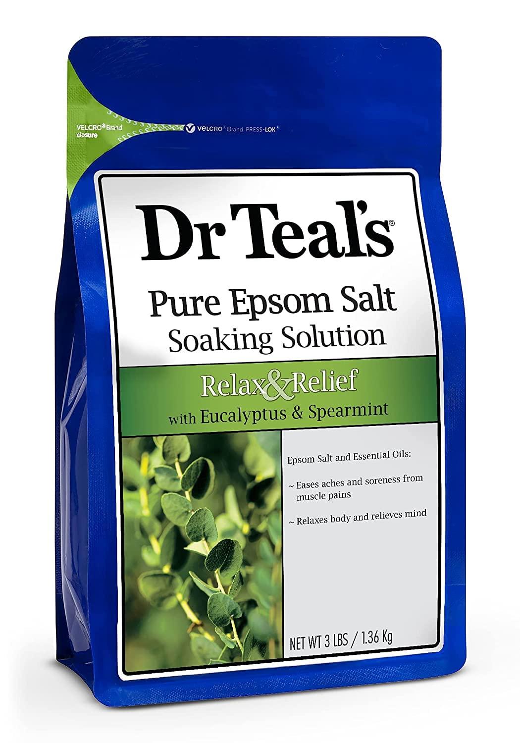 Dr Teal's Dr. Teal's Pure Epsom Salt Soaking Solution Gift Set (3 Pack, 3lbs ea.) - Soothe & Sleep Lavender, Relax & Relief Eucalyptus with Spearmint, Wellness Therapy with Rosemary & Mint
