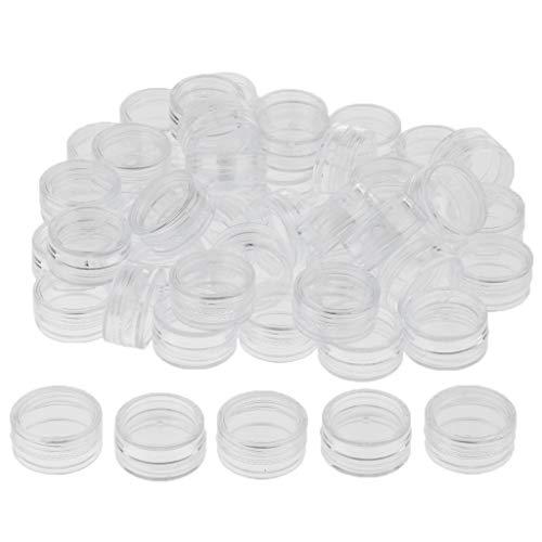 Baoblaze Baoblaze 2/3/5 Gram Jars, 50 pcs, Clear Cosmetic Sample Containers, Round Plastic Pot Jars with Screw Lid, Mini Bottle for Make Up, Lip Palm, Cream, Lotion, 2g