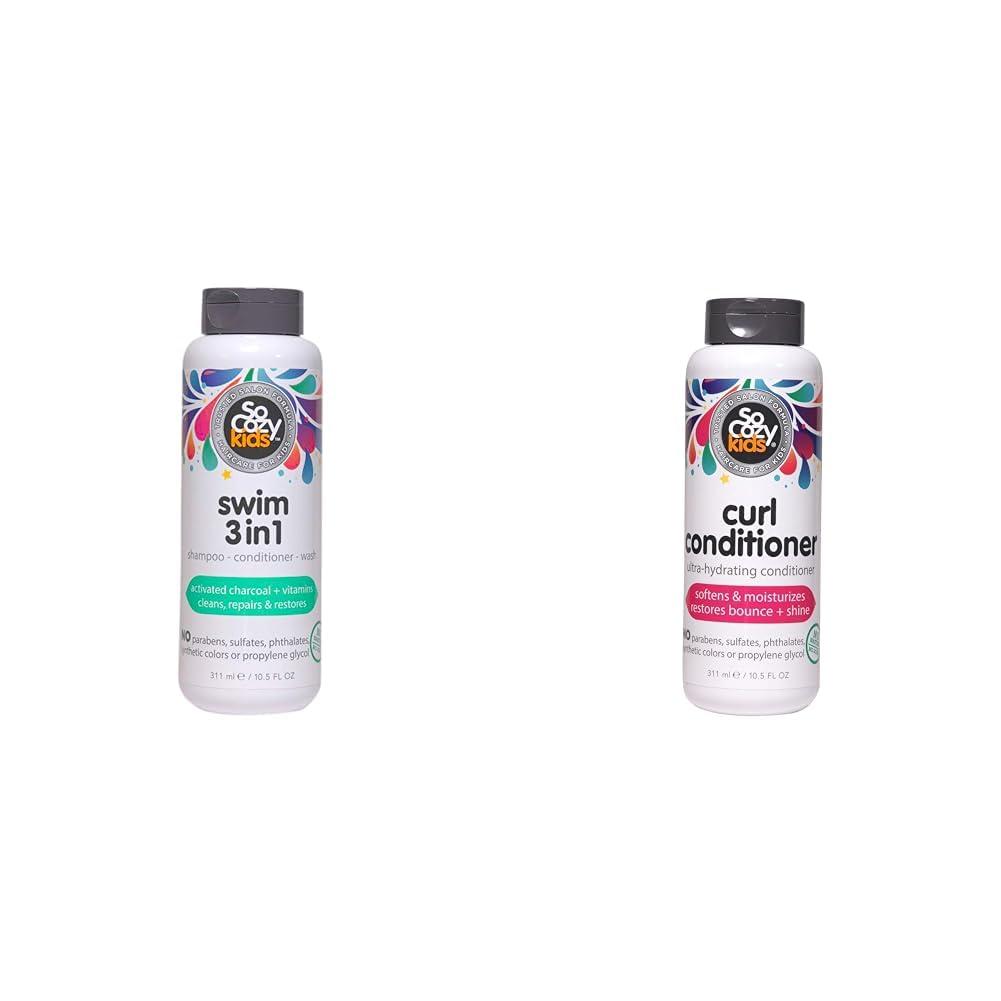 SO COZY SoCozy Kids Swim 3-in-1 Shampoo, Conditioner & Body Wash Combo + Curl Conditioner for Kids Hair