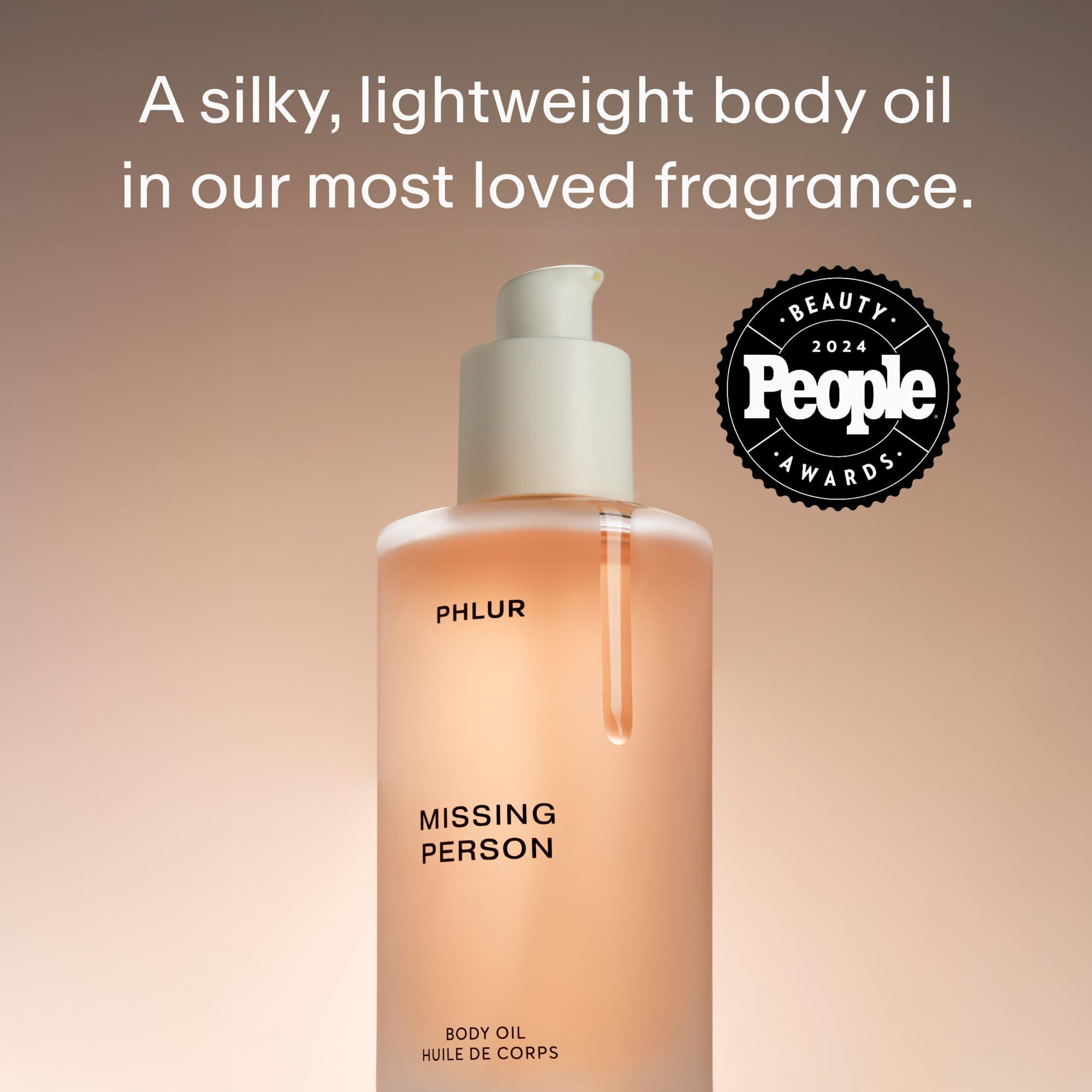 PHLUR PHLUR Missing Person Body Oil - Lightweight & Nourishing - With Ceramide-Rich Oils & Skin-Mimicking Lipids - Bergamont, Musk, Orange & Sandalwood Floral Scented Body Oil (4 Fl Oz)