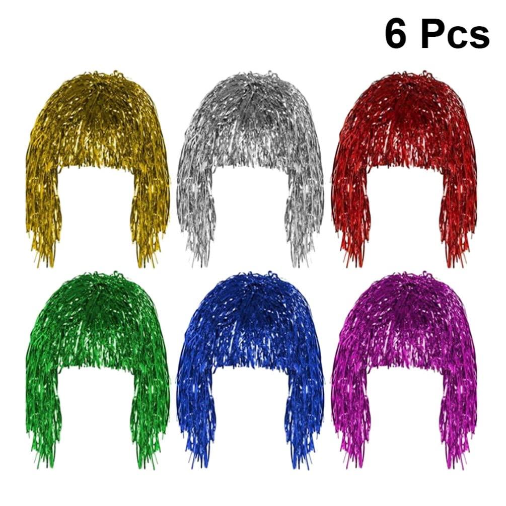 BESPORTBLE BESPORTBLE 12pcs Foil Tinsel Wig Metallic Shiny Party Wig Metallic Cosplay Supply