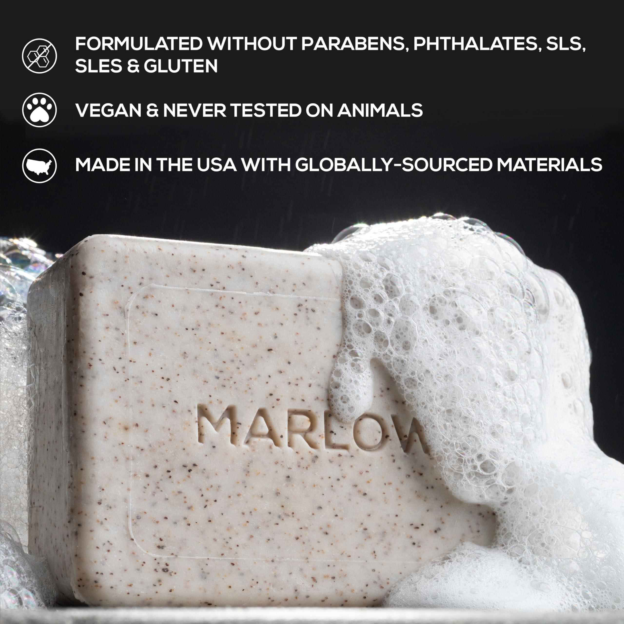 MARLOWE. M BLEND MARLOWE. No. 102 Men\'s Body Scrub Soap 7 oz, Fresh Original Woodsy Scent, Best Exfoliating Bar for Men, Made with Natural Ingredients, Apricot Seed Powder, Shea Butter, Olive Oil, Green Tea Extracts
