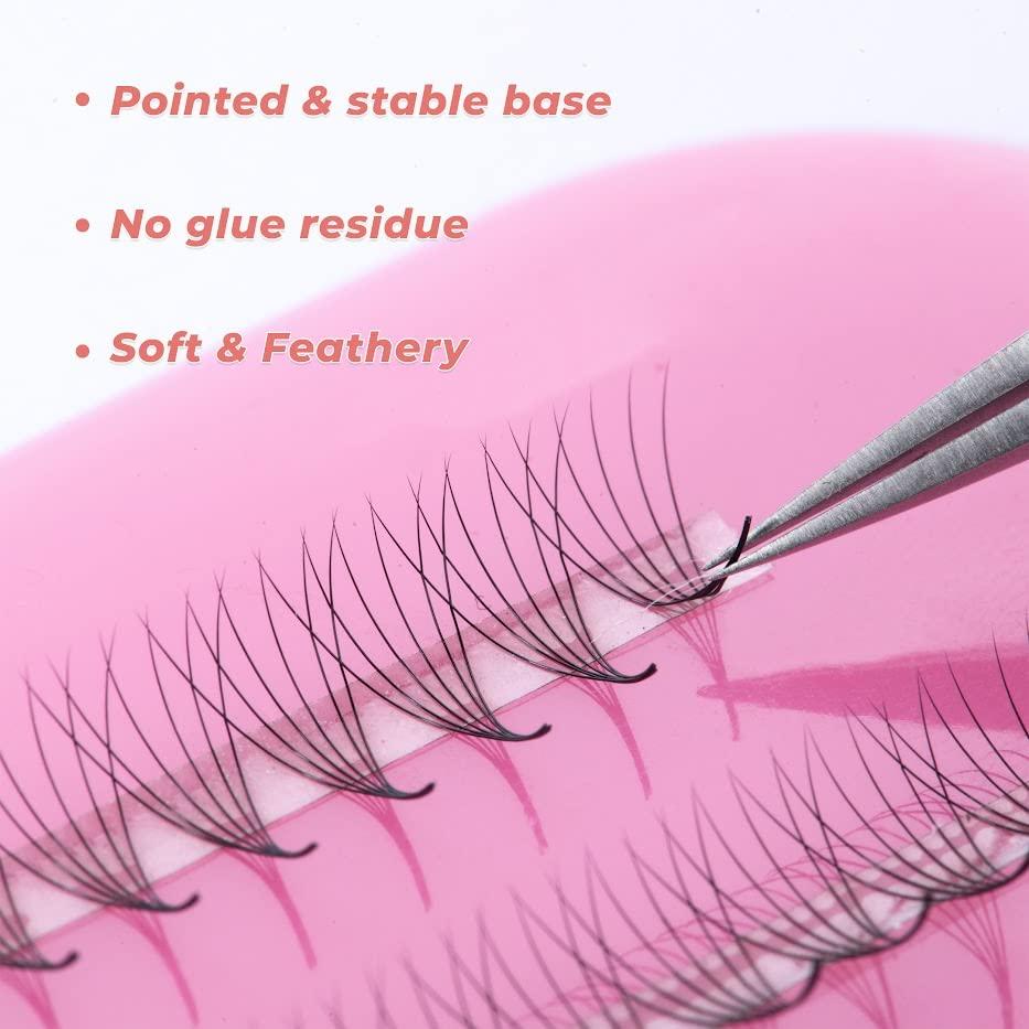 JINKGOLASH JINKGOLASH 500 Eyelash Extension Promade 4D to 16D Not Premade, Ultra Lash Fans 0.03/0.05/0.07mm Thickness, C D Curl Lashes, 8 - 16mm Length for Easy Volume Individual Eyelash Extensions Clusters DIY(12D-0.03-D (14mm))