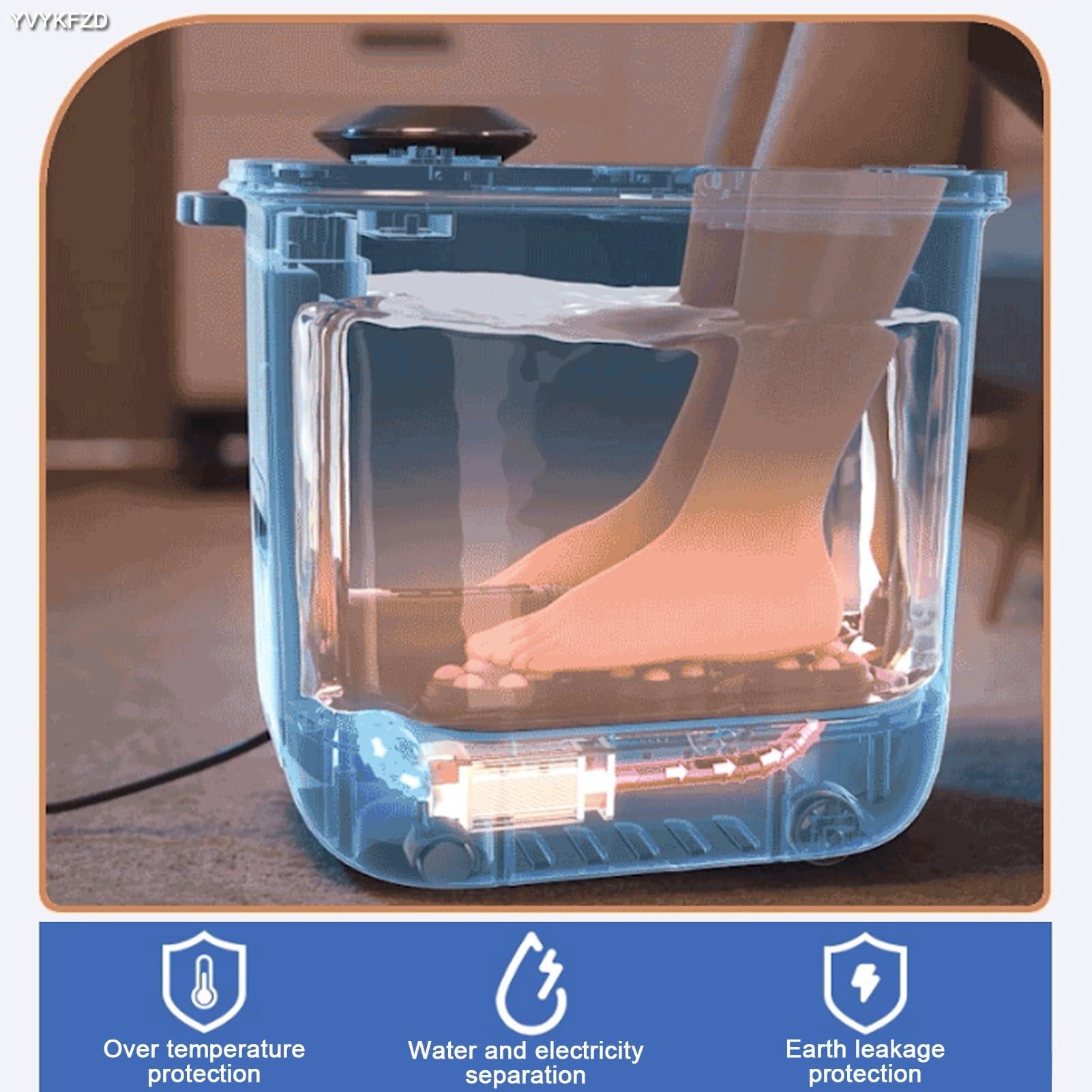 YVYKFZD YVYKFZD Foot Spa Bath Massager, Portable Foot Bath Basin, Foot Soak Tub with Handle, Heat, Temperature Control, Bubbles, for Tired Feet, Relieve Feet Muscle Pain