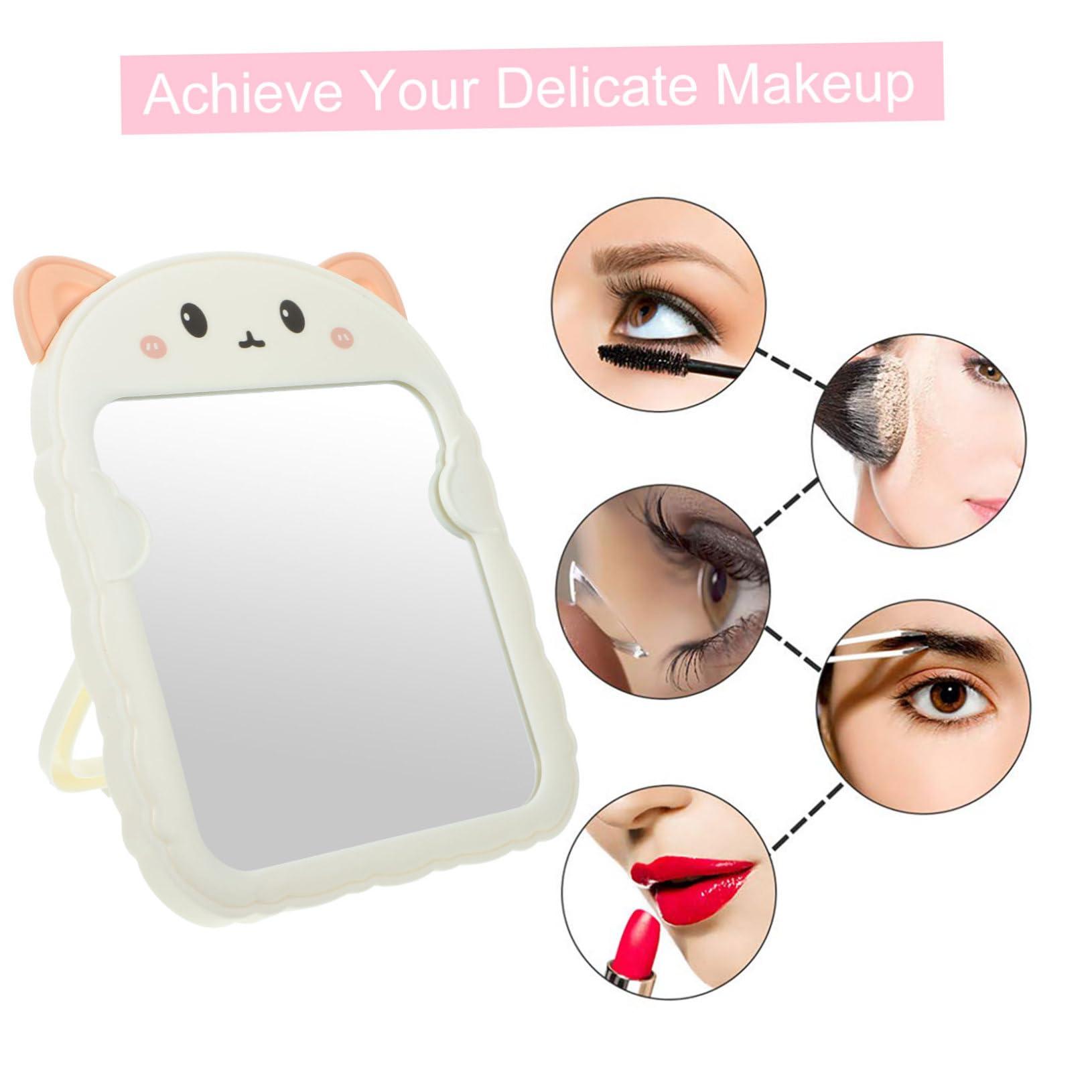 Suuim mirrors portable desk make up mirror small standing mirror makeup desktop mirror desk mirror makeup mirror for desk dresser mirror portable cosmetic mirror pp fold table mirror (White 19.20X16.00X1.20