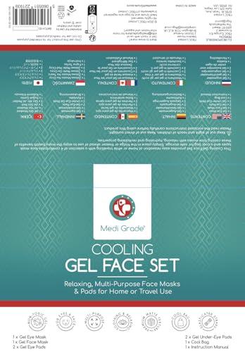 Medi Grade Medi Grade Cooling Ice Face Mask and Cooling Eye Mask for Puffy Eyes & Migraine Relief - Self Care Face Ice Pack with ChillGel Face Ice Mask Technology - Cooling Face Mask, Eye Pads and Bag
